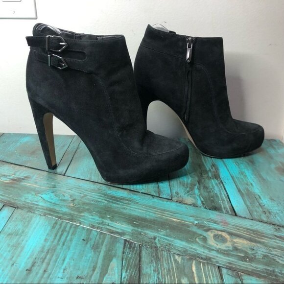 Sam Edelman Black Leather Heeled Ankle Boots Size 8 - Picture 5 of 13